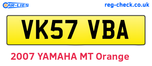 VK57VBA are the vehicle registration plates.