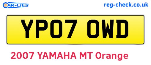 YP07OWD are the vehicle registration plates.