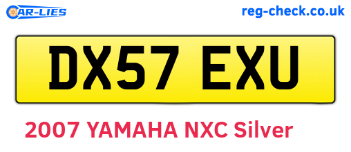 DX57EXU are the vehicle registration plates.