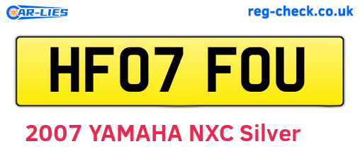 HF07FOU are the vehicle registration plates.