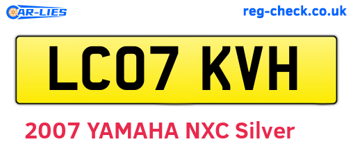 LC07KVH are the vehicle registration plates.