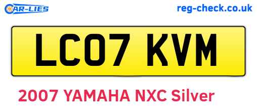LC07KVM are the vehicle registration plates.