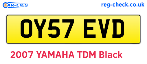 OY57EVD are the vehicle registration plates.