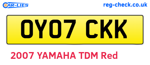 OY07CKK are the vehicle registration plates.