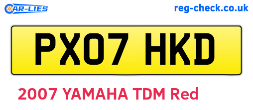 PX07HKD are the vehicle registration plates.