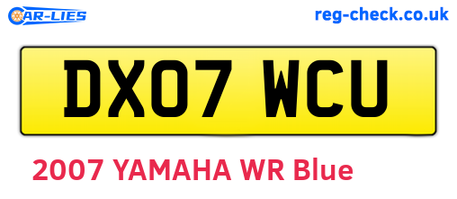 DX07WCU are the vehicle registration plates.