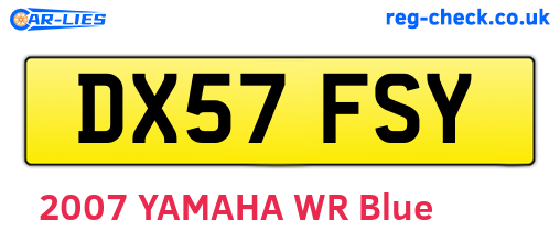 DX57FSY are the vehicle registration plates.