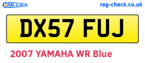 DX57FUJ are the vehicle registration plates.