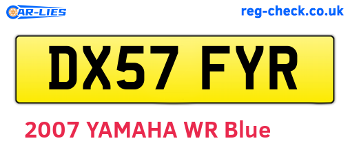 DX57FYR are the vehicle registration plates.