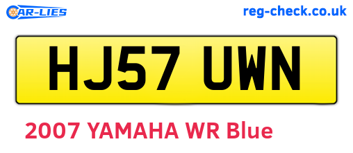 HJ57UWN are the vehicle registration plates.