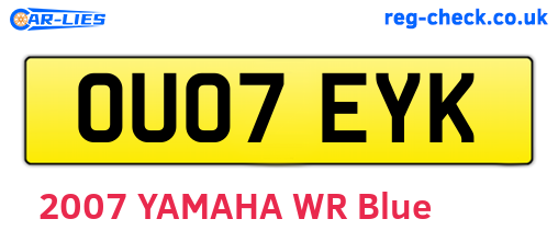 OU07EYK are the vehicle registration plates.