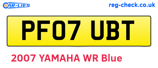 PF07UBT are the vehicle registration plates.