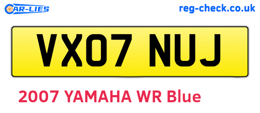 VX07NUJ are the vehicle registration plates.