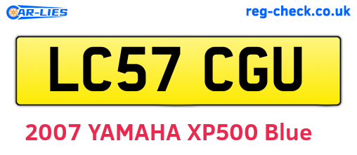 LC57CGU are the vehicle registration plates.