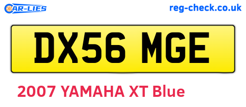 DX56MGE are the vehicle registration plates.