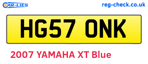 HG57ONK are the vehicle registration plates.