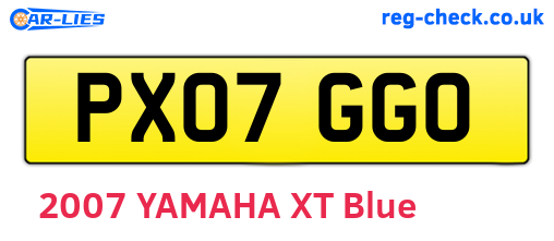 PX07GGO are the vehicle registration plates.