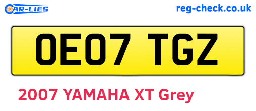 OE07TGZ are the vehicle registration plates.