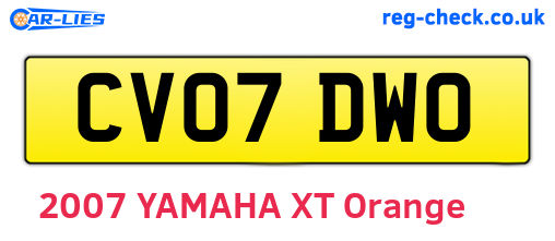 CV07DWO are the vehicle registration plates.