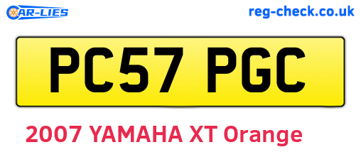 PC57PGC are the vehicle registration plates.