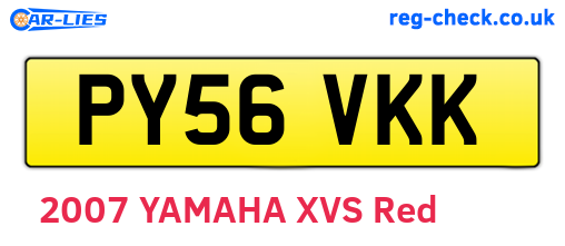 PY56VKK are the vehicle registration plates.