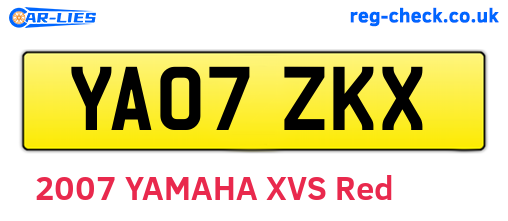 YA07ZKX are the vehicle registration plates.