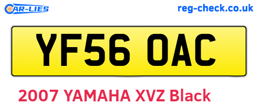YF56OAC are the vehicle registration plates.
