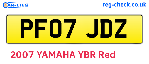 PF07JDZ are the vehicle registration plates.
