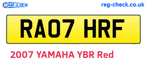 RA07HRF are the vehicle registration plates.