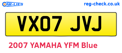 VX07JVJ are the vehicle registration plates.