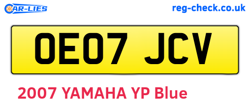 OE07JCV are the vehicle registration plates.