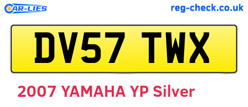DV57TWX are the vehicle registration plates.