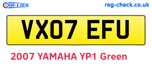 VX07EFU are the vehicle registration plates.
