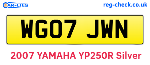WG07JWN are the vehicle registration plates.