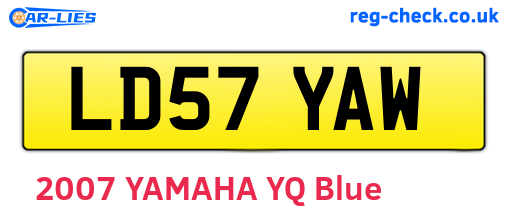 LD57YAW are the vehicle registration plates.