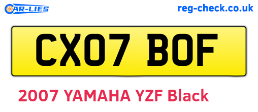 CX07BOF are the vehicle registration plates.