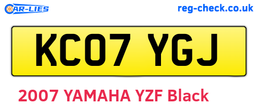 KC07YGJ are the vehicle registration plates.