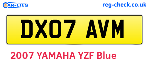 DX07AVM are the vehicle registration plates.