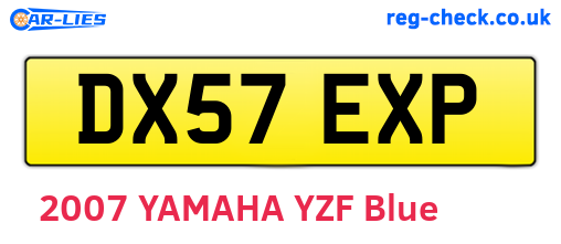 DX57EXP are the vehicle registration plates.