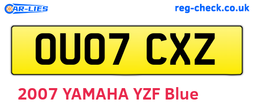 OU07CXZ are the vehicle registration plates.
