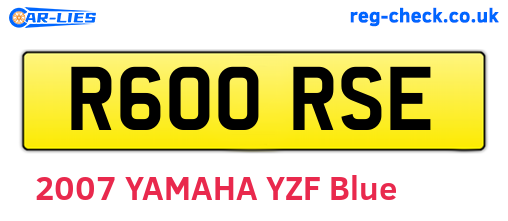 R600RSE are the vehicle registration plates.