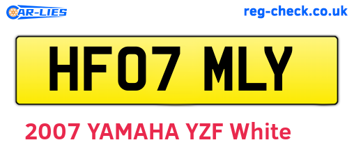 HF07MLY are the vehicle registration plates.