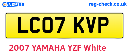 LC07KVP are the vehicle registration plates.