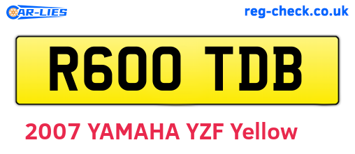 R600TDB are the vehicle registration plates.