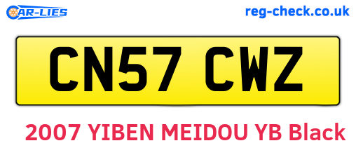CN57CWZ are the vehicle registration plates.