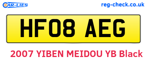 HF08AEG are the vehicle registration plates.
