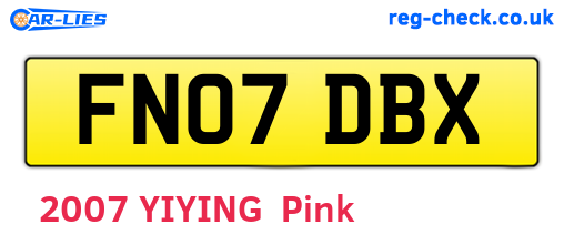 FN07DBX are the vehicle registration plates.
