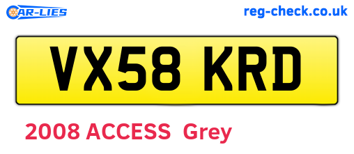 VX58KRD are the vehicle registration plates.