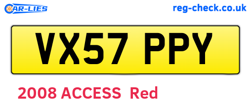 VX57PPY are the vehicle registration plates.