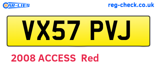 VX57PVJ are the vehicle registration plates.